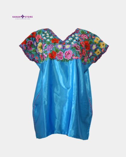 Blusa tradicional de zinacantan turquesa