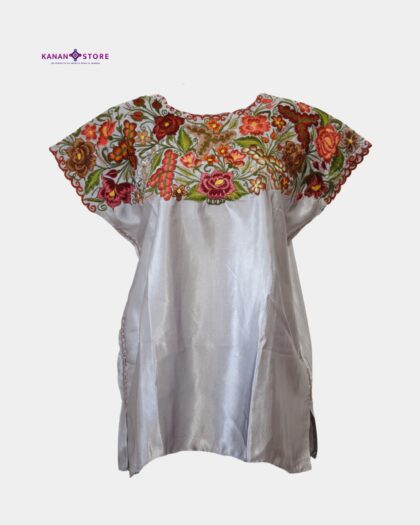 Blusa tradicional de Zinacantan gris