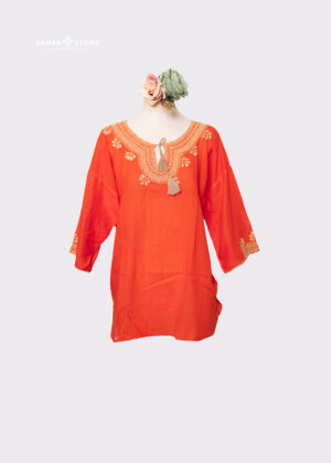 Blusa Chamula 3/4 naranja (XL)