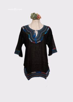 Blusa chamula 3/4 negro (G)